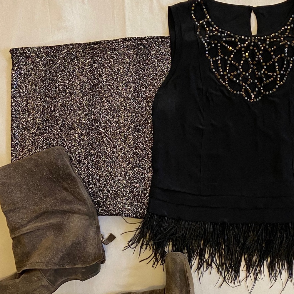 Black & gold glitter pencil/wiggle skirt